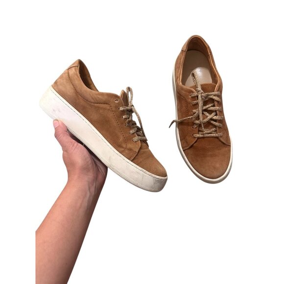 Jenni Kayne Suede Leather Leace Up Platform Sneakers Women 38 7.5 Honey Brown - Picture 2 of 16